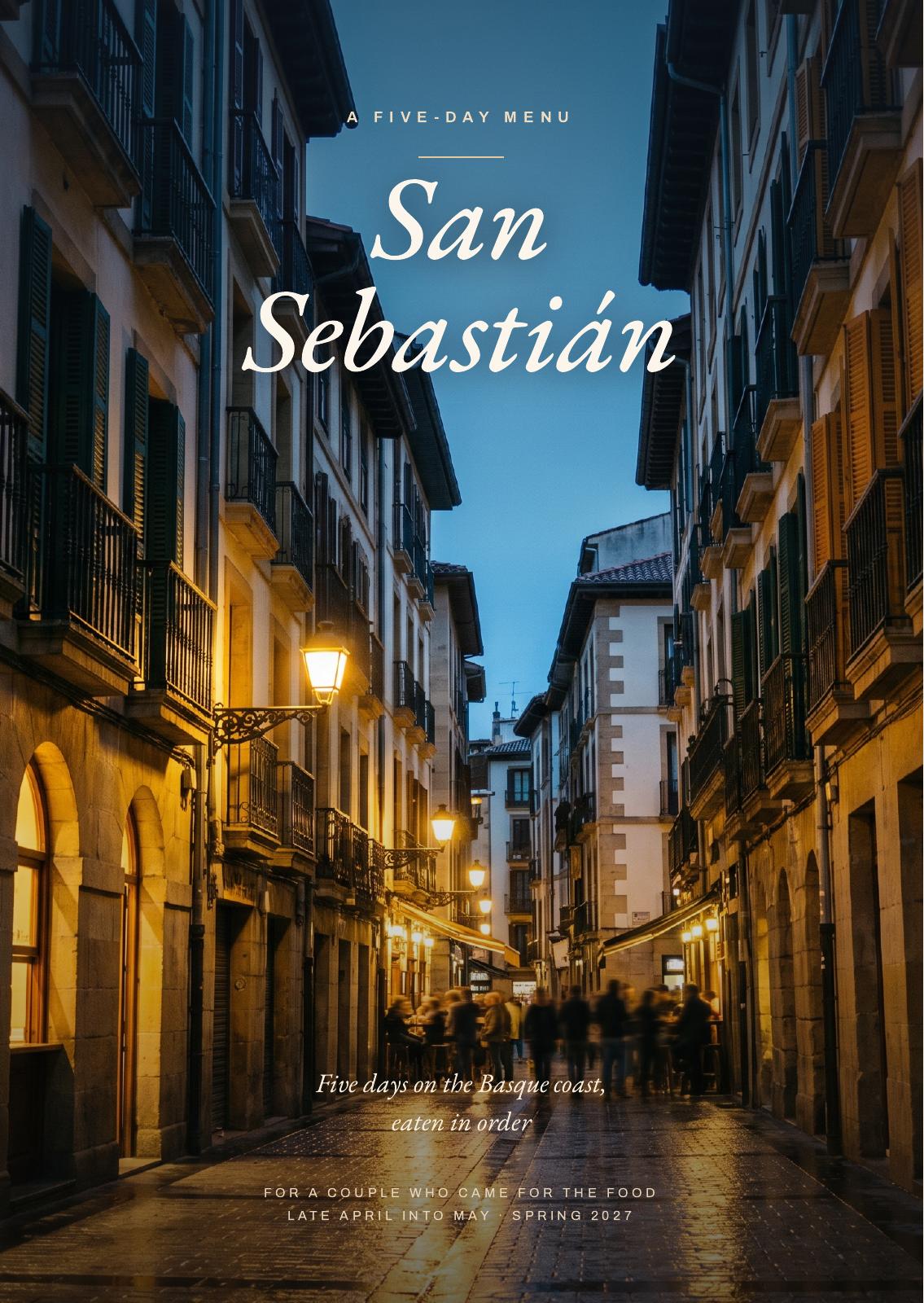 San Sebastián five-day menu cover