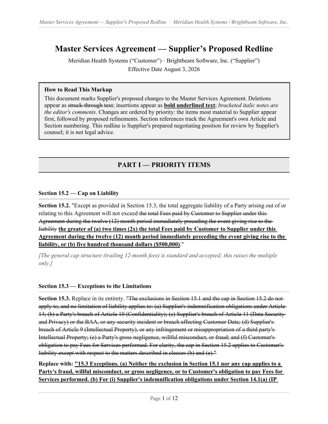 The markup, clause by clause