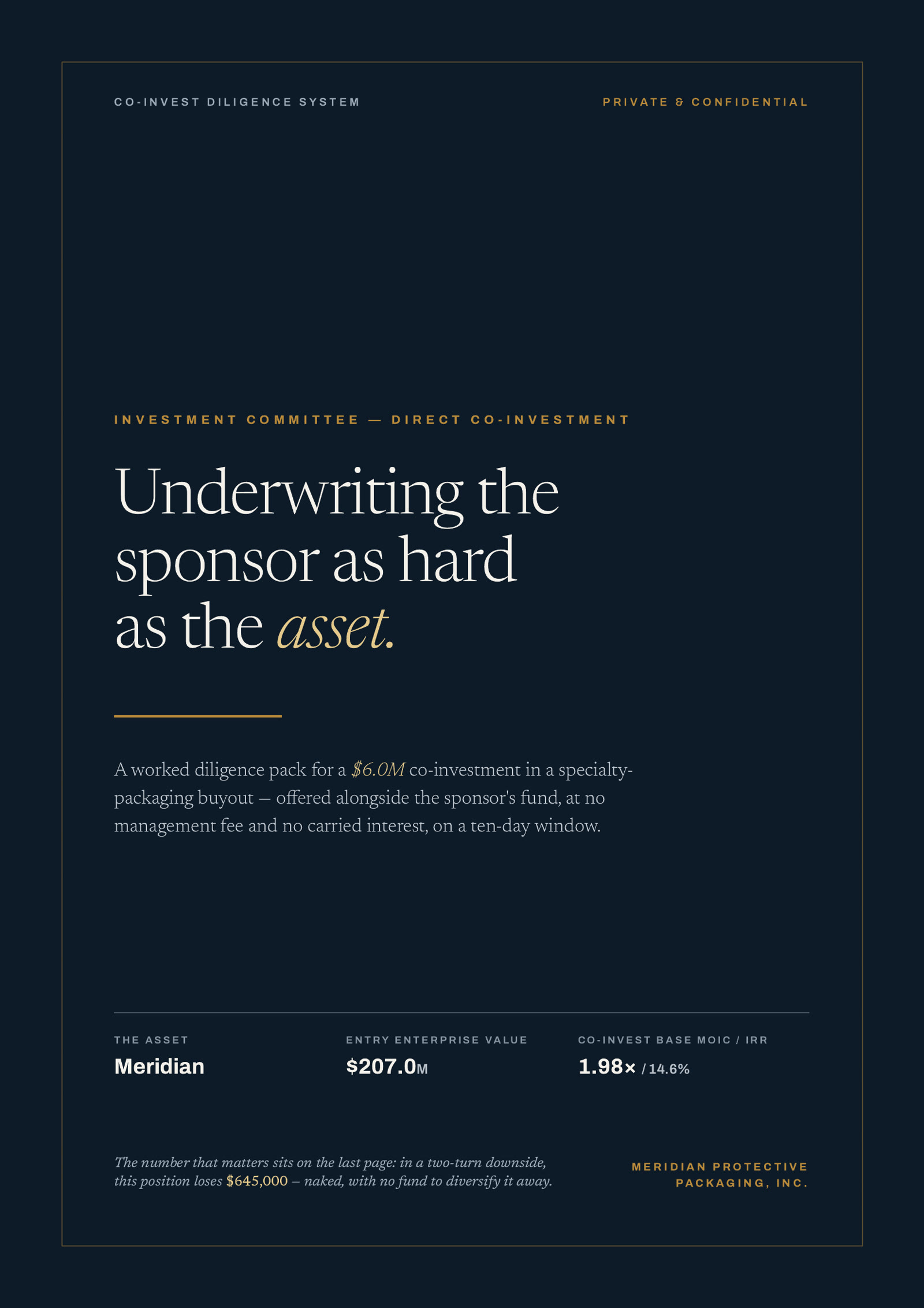 Co-Invest Diligence Pack: the work's own cover.
