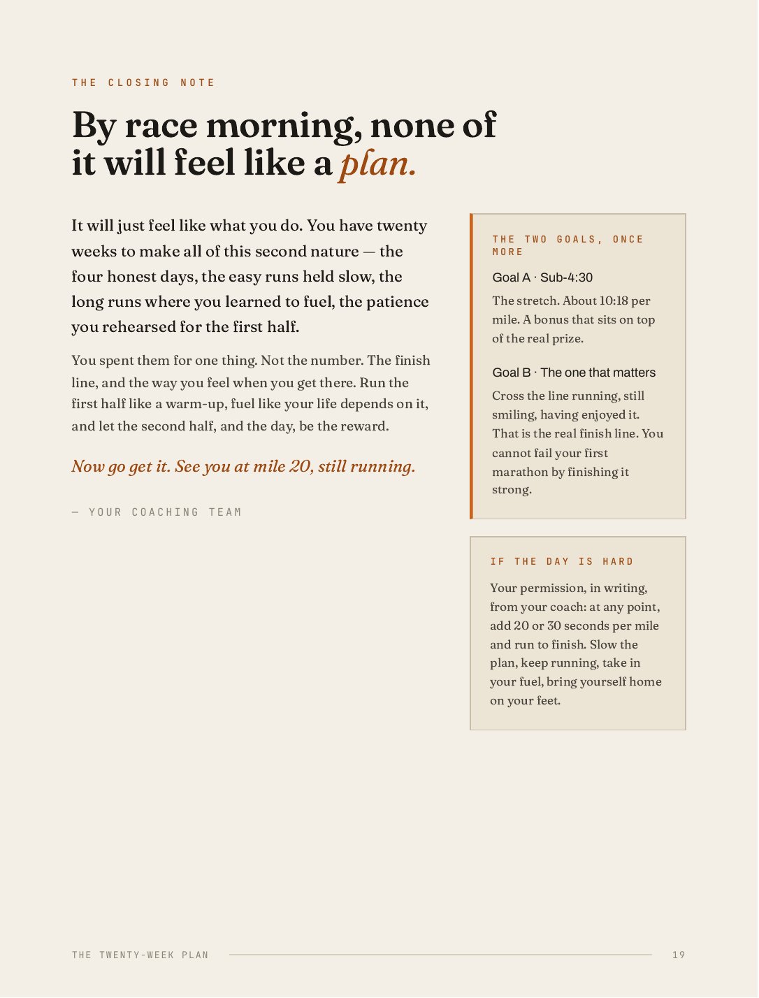 The Twenty-Week Plan, 27 of 30