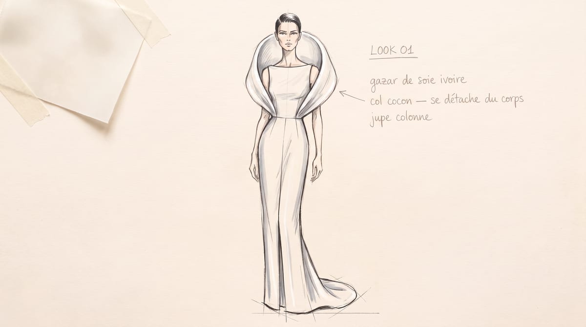 Look 01 — the croquis (ivory gazar)