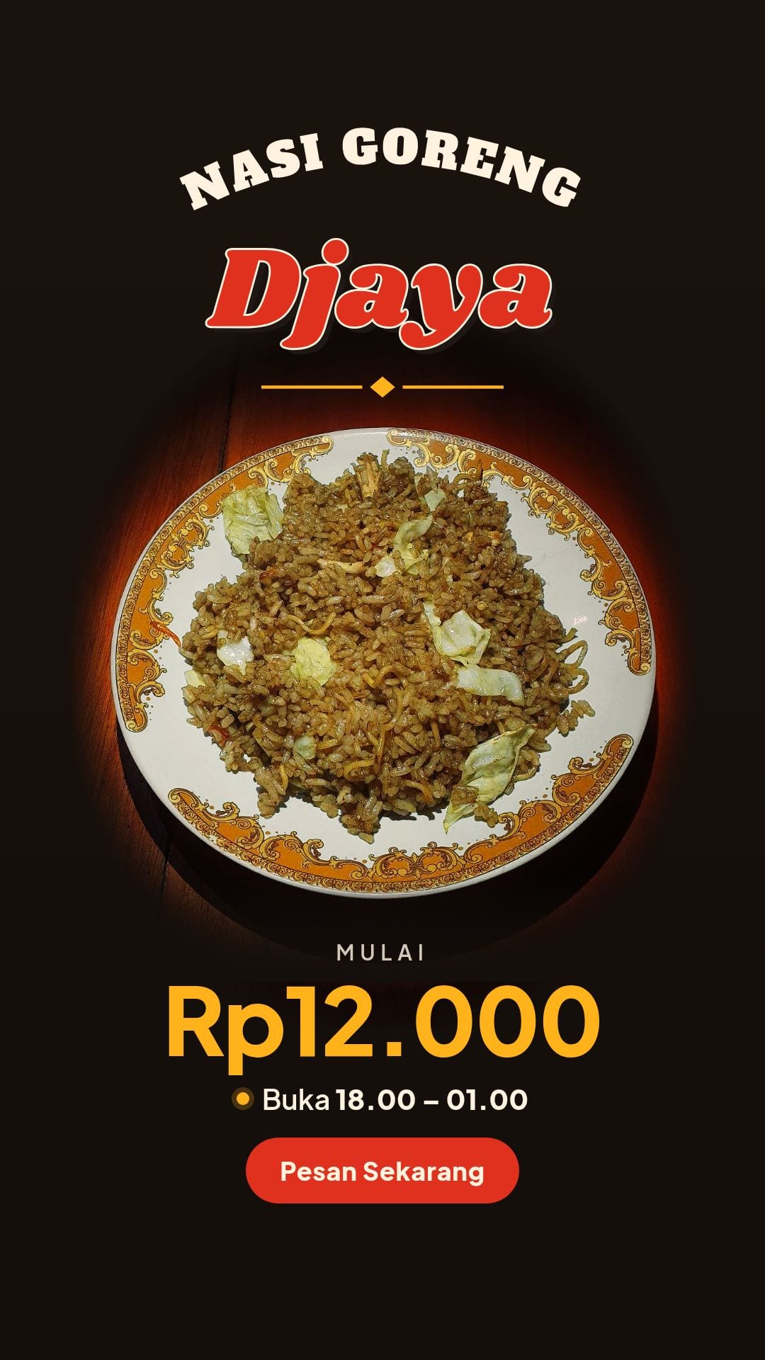 Poster story / Status WA (9:16) — pakai foto nasi goreng Djaya asli