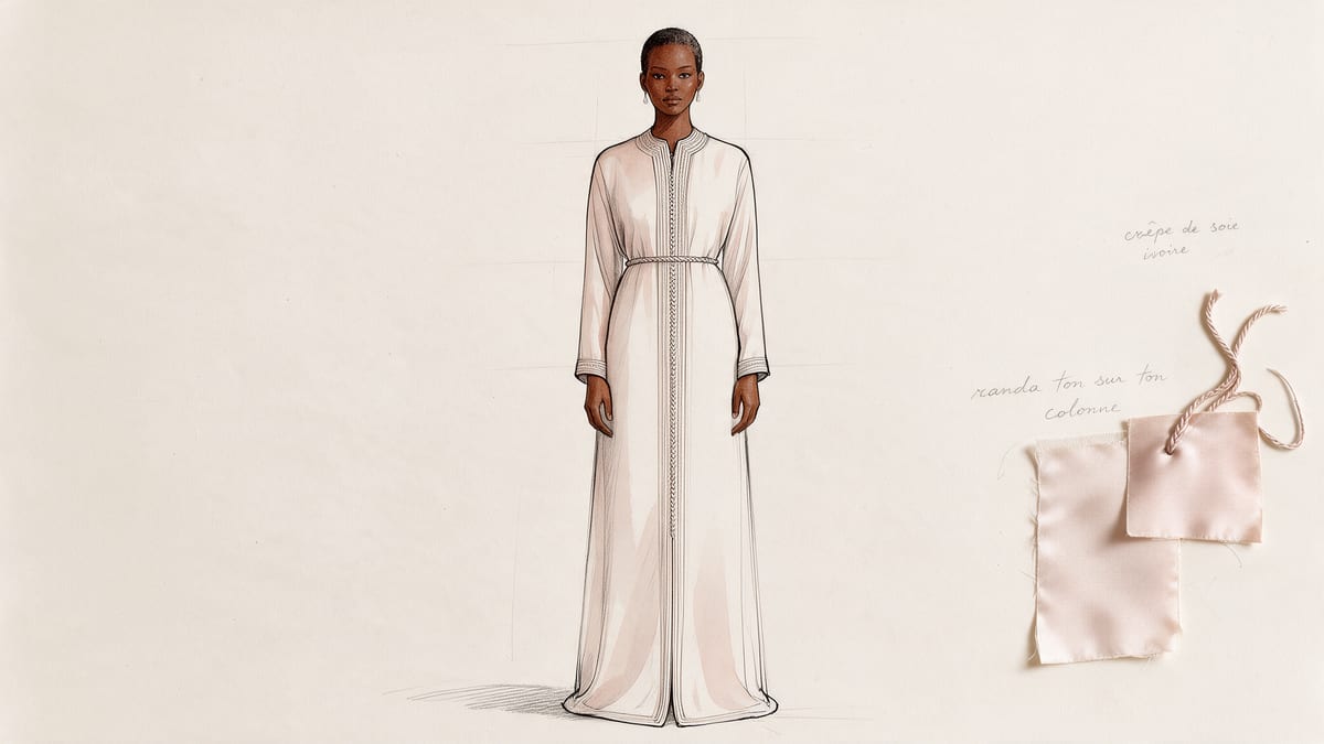 Kaftan B — the croquis (ivory-blush column)